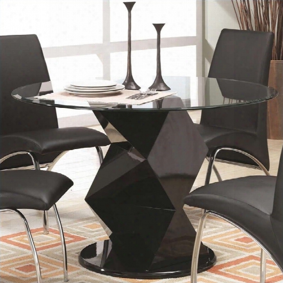 Coaster Ophelia Contemporary Glass Top Dining Table In Black