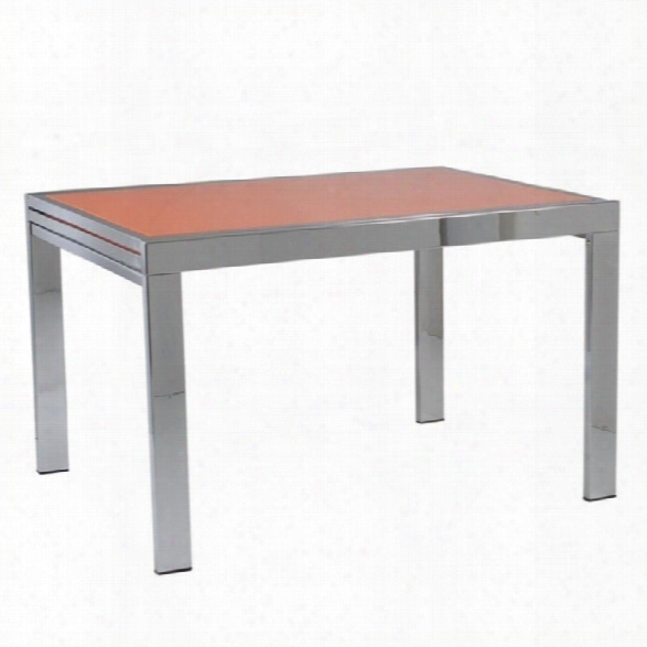 Eurostyle Duo Rectangular Extension Dining Table In Chrome And Orange Glass