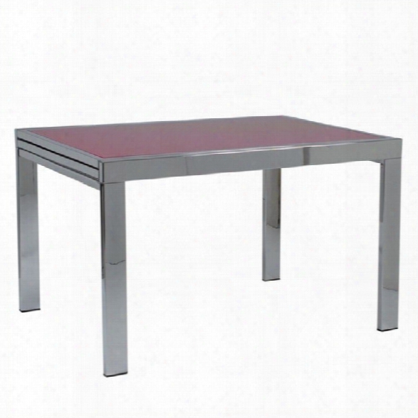Eurostyle  Duo Rectangular Extension Dining Table In Chrome And Red Glass