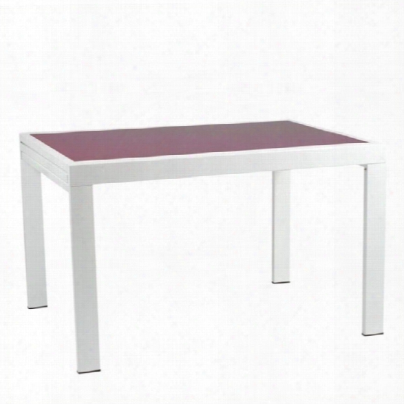 Eurostyle Duo Rectangular Extension Dinign Table In White And Red Glass