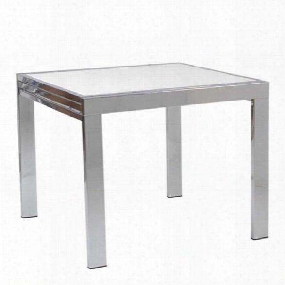 Eurostyle Duo Square/rectangular Extension Dining Table In Chrome And Pure White Glass