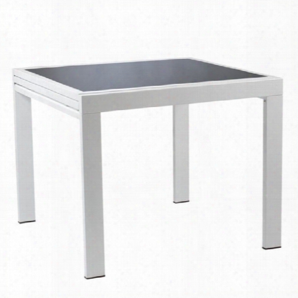 Eurostyle Duo Square/rectangular Extension Dining Table In White And Black Glass