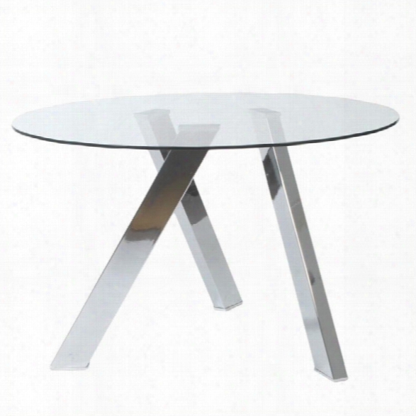 Eurostyle Fridrika Round Dining Table In Clear Glass And Steel