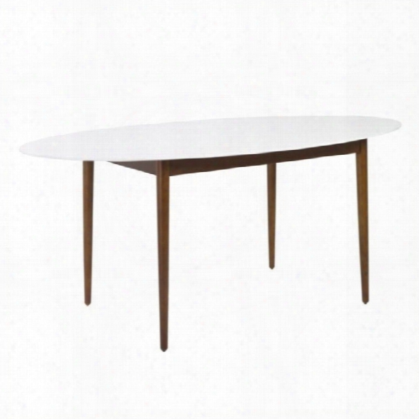 Eurostyle Manon Oval Dining Table 63 In White And Dark Walnut