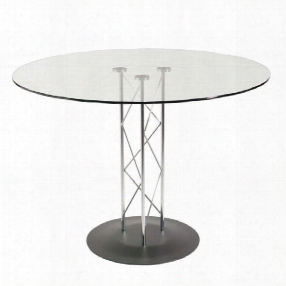 Eurostyle Trave Round 42 Dining Table In Clear Chrome And Black