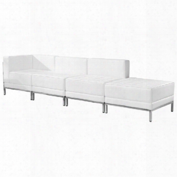 Flash Furniture 4 Piece Leather Reception Sofa Set In White