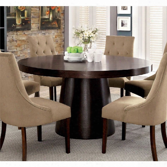 Furniture Of America Alvey Round Dining Table In Espresso