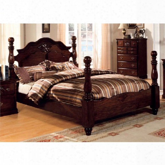 Furniture Of America Cathie King Poster Bed In Dark Pine