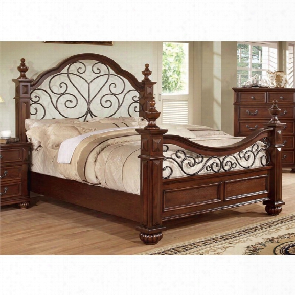 Furniture Of America Eason California King Poster Bed In Dark Oak