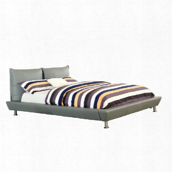 Furniture Of America Gustav Queen Leather Platform Bed In Gray