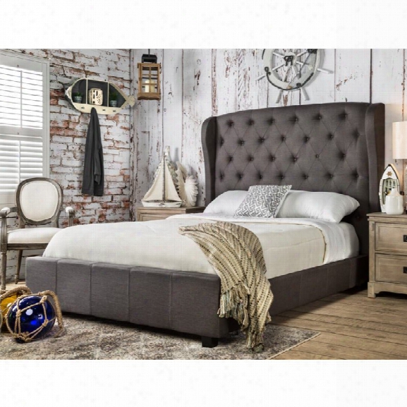 Furniture Of America Haygen Queen Fabric Upholstered Bed In Gray