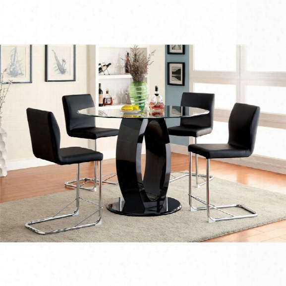 Furniture Of America Hugo Counter Height Round Dining Table In Black