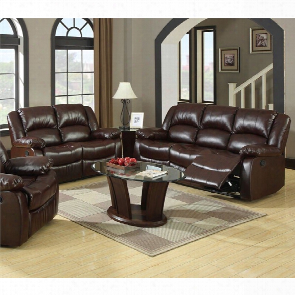 Furniture Of America Jailene 2 Piece Bonded Leather Sofa Set In Brown