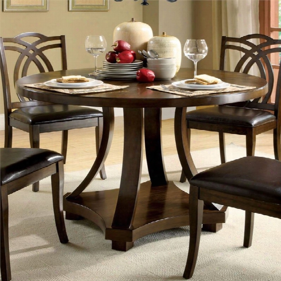Furniture Of America Lafayette Round Dinin Gtable In Dark Walnut