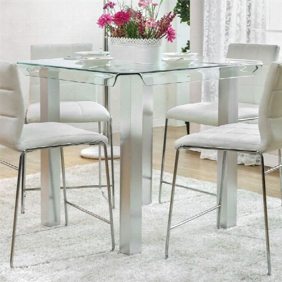 Furniture Of America Marva Counter Height Dining Table In White