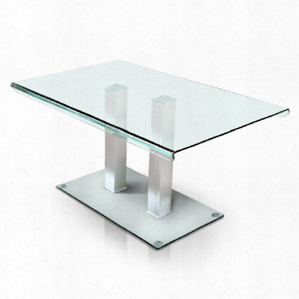 Furniture Of America Molina Glass Top Dinner Table In Silver