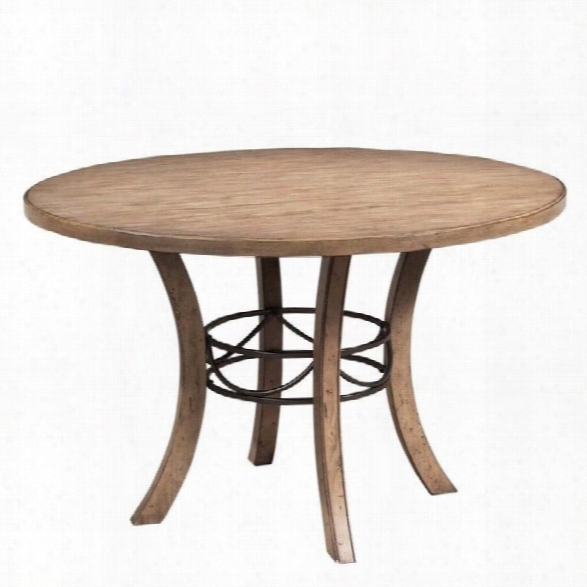 Hillsdale Charleston Round Wood Dining Table With Metal Ring In Tan