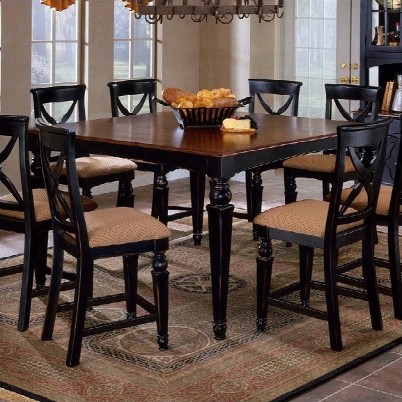 Hillsdale Northern Heights Counter Height Dining Table In Black And Cherry