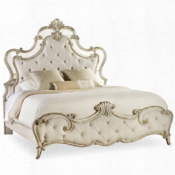 Hooker Furniture Sanctuary Tufted Queen Mirroredd Bed In Beige