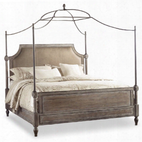 Hooker Furniture True Vintage Leather King Canopy Panel Bed