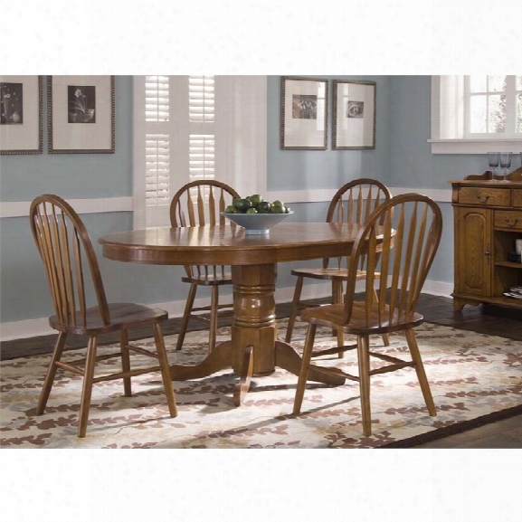 Liberty Furniture Nostalgia Oval Pedestal Dining Table In Medium Oak