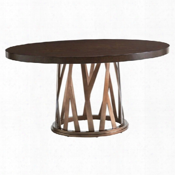 Maklaine 60 Round Dining Table In Bronze And Mocha Brown