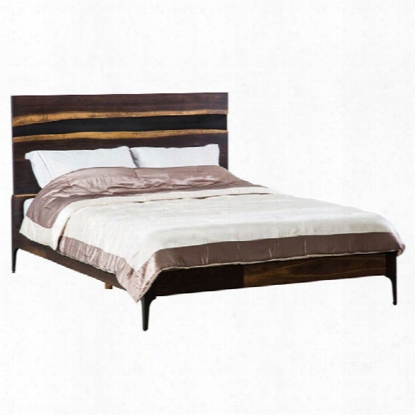 Maklaine King Platform Panel Bed In Seared Black