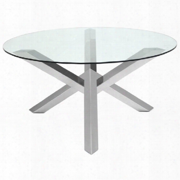 Nuevo Costa 72 Round Glass Top Dining Table In Silver