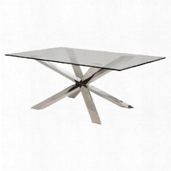 Nuevo Couture Glass Top Dining Table In Silver