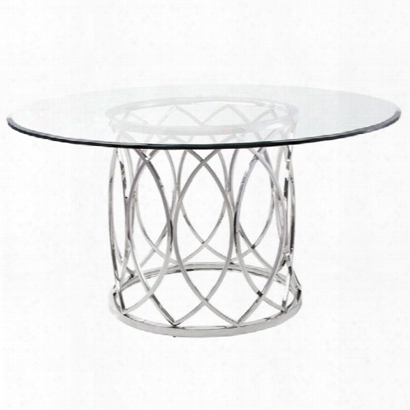 Nuevo Juliette 59 Round Glass Top Dining Table In Silver