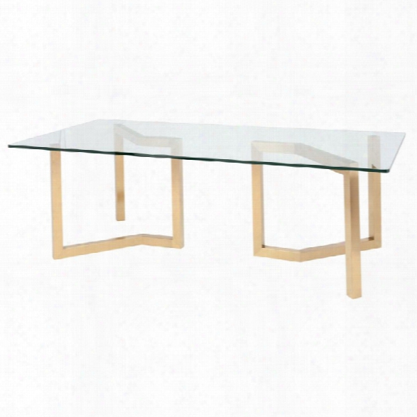 Nuevo Paula Glass Top Metal Dining Table In Gold