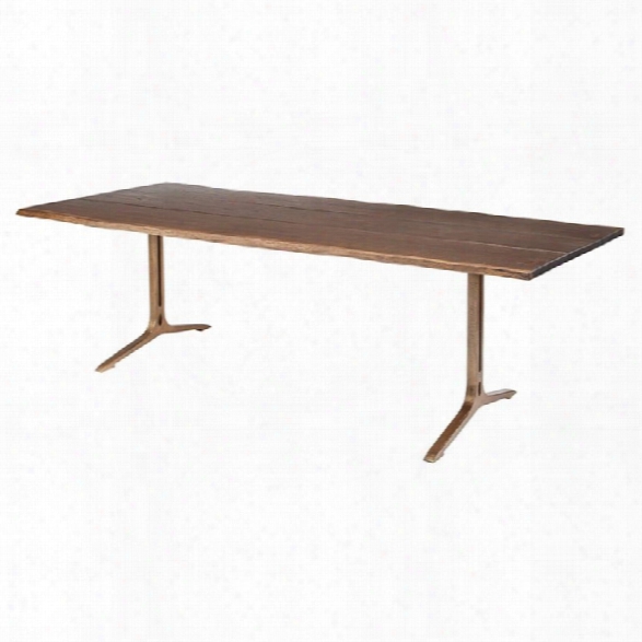 Nuevo Samara 96 Dining Table In Seared Brown And Bronze