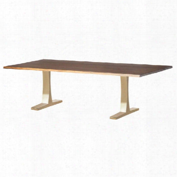 Nuevo Toulouse 96 Dining Table In Seared Brown And Gold