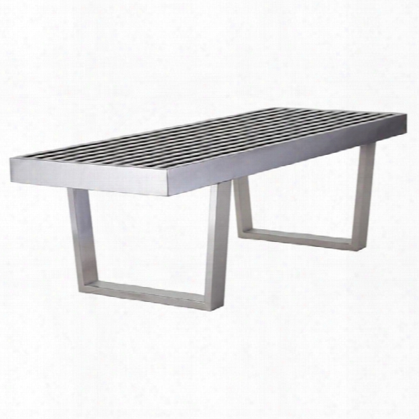 Nuevo Zoey Metal Bench In Silver