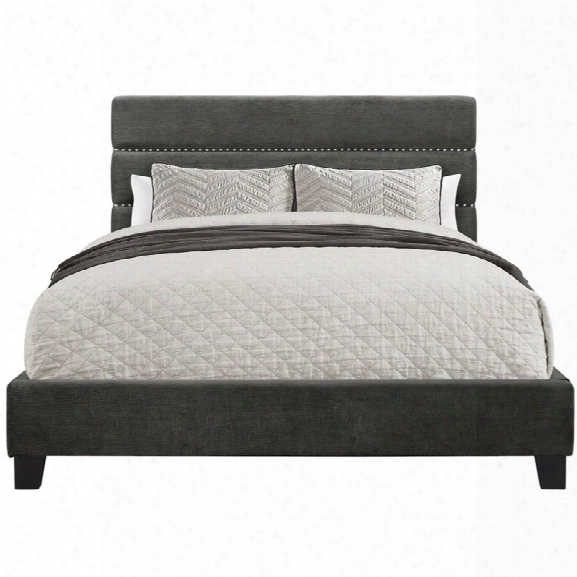 Pulaski Channeled Upholstered Queen Panel Bed In Rave Thunder