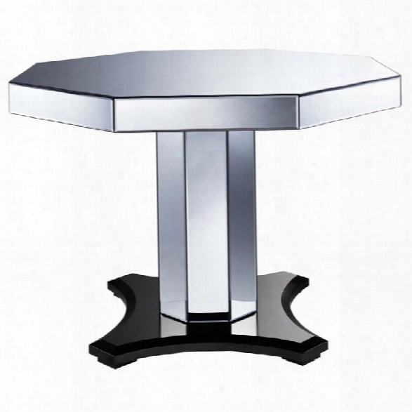 Pulaski Octagonal Smoked Mirrored Dining Table In Silver And Black