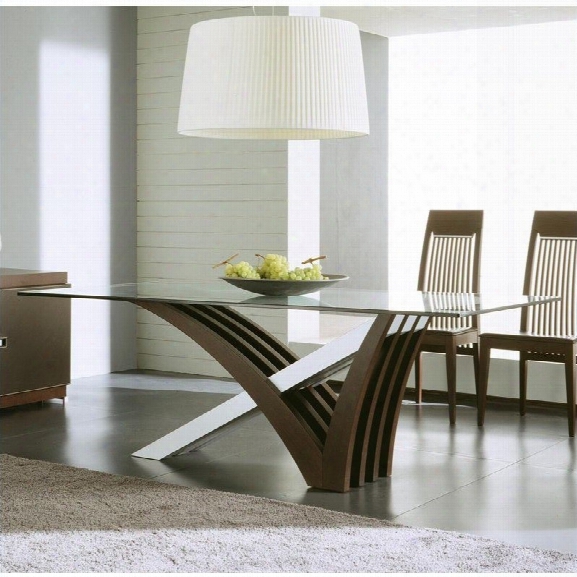 Rossetto Mirage Clear Glass Dining Table In Wenge