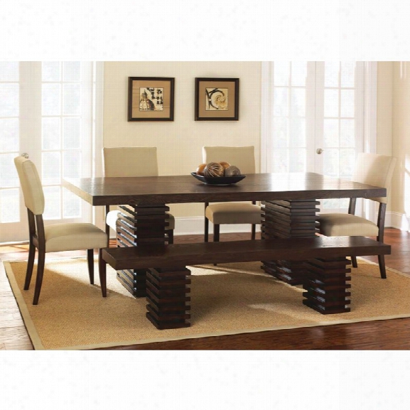 Steve Silver Briana Dining Table With 18 Leaf In Espresso Cherry