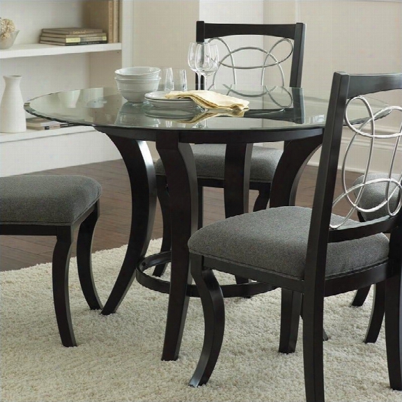 Steve Silver Company Cayman Round Dining Table In Black With Glass Top