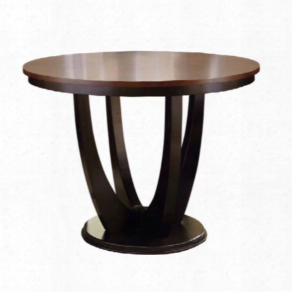 Steve Silver Oakton Round Dining Table In Medium Cherry And Black