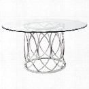 Nuevo Juliette 59 Round Glass Top Dining Table in Silver