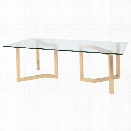 Nuevo Paula Glass Top Metal Dining Table in Gold