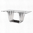 Zuo Fan Glass Dining Table in Chrome