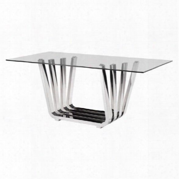 Zuo Fan Glass Dining Table In Chrome