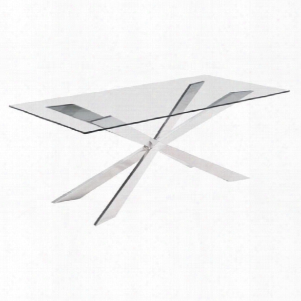 Zuo Rize Glass Dining Table In Chrome