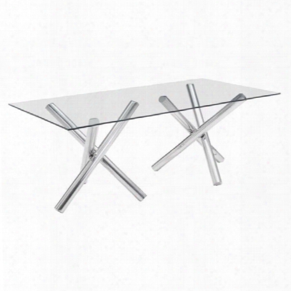 Zuo Stant Glass Dining Table In Chrome