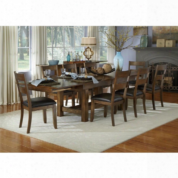 A-america Mariposa 9 Piece Extendable Dining Set In Rustic Whiskey