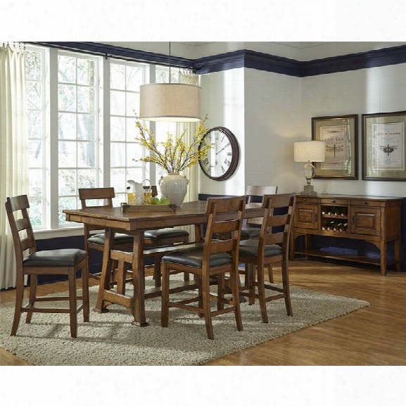 A-america Ozark 8 Piece Counter Height Dining Set In Warm Pecan