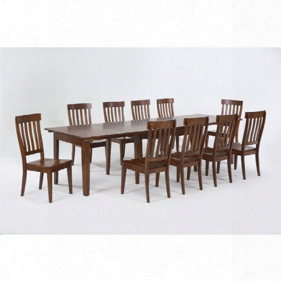 A-america Toluca 11 Piece Extendable Dining Set In Rustic Amber