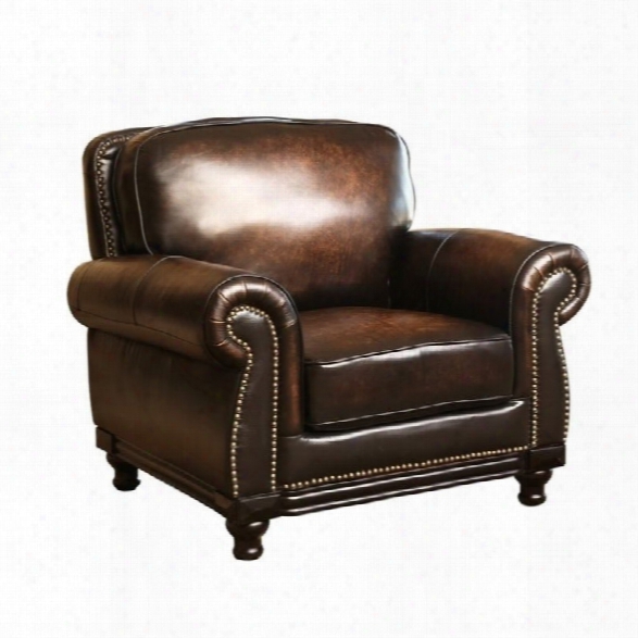 Abbyson Living Barclay Leather Arm Chair In Espresso
